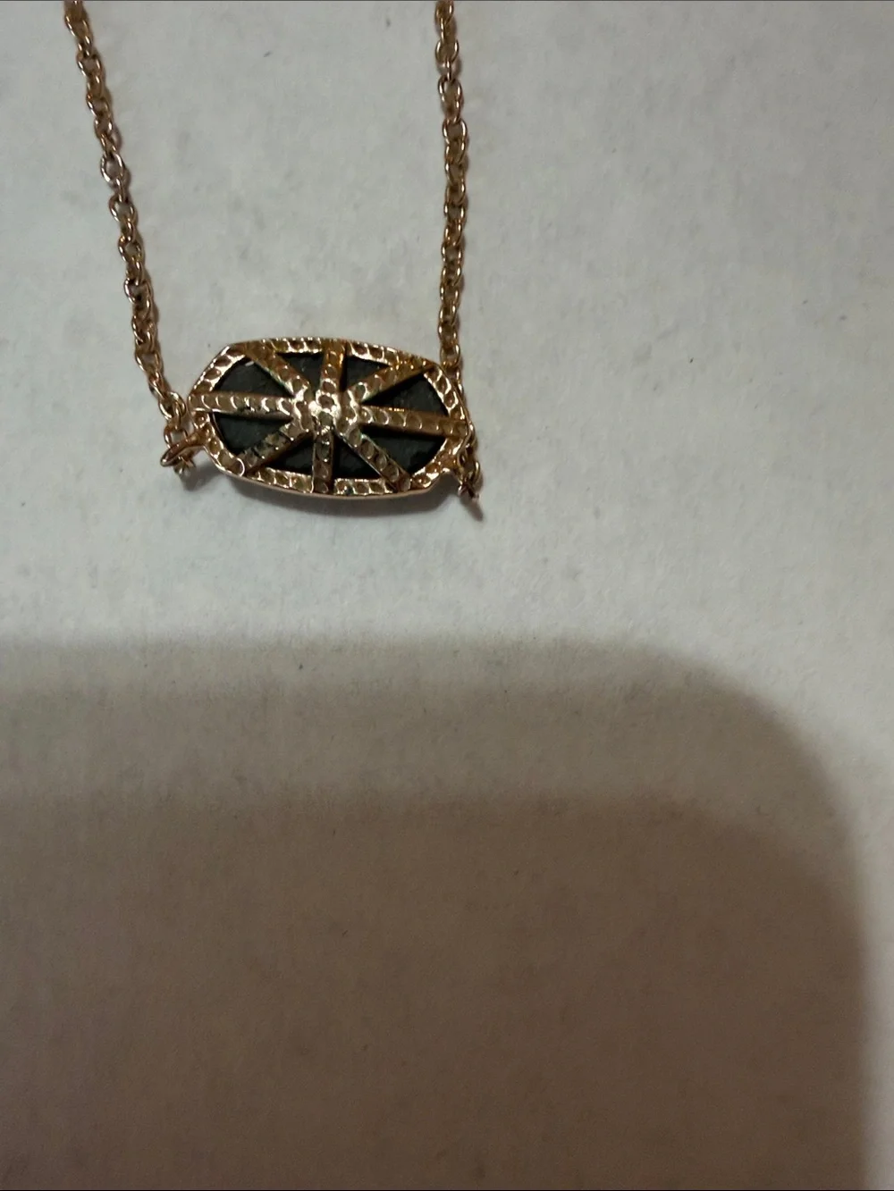 Rose Gold Pavé Oval Pendant Necklace - Women Jewelry